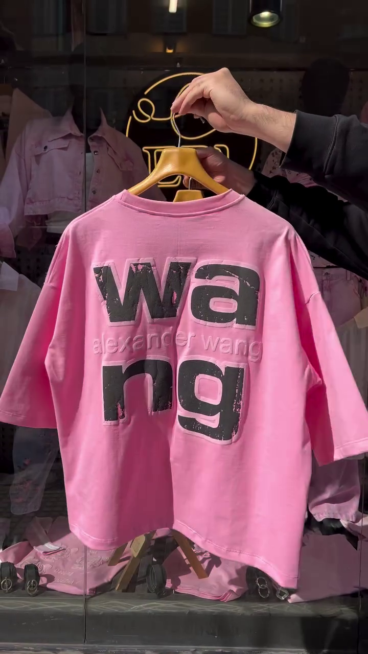 Bubblegum Pink Oversized Distressed Drop-Shoulder Streetwear T-Shirt with Minimal Raised Center Typography 💗🔥