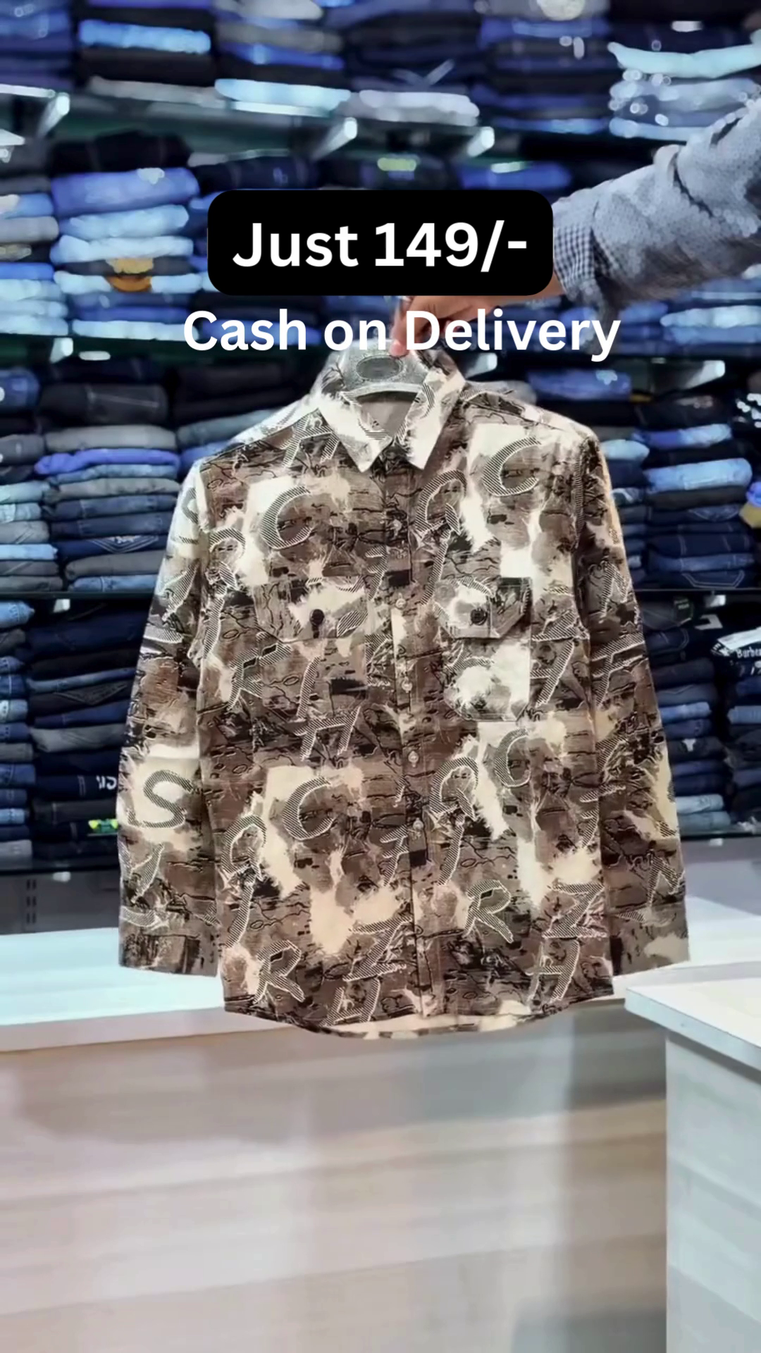 Brown & Beige Abstract Camouflage Printed Full-Sleeve Button-Down Shirt with Utility Pocket Detail 🤎🖤✨