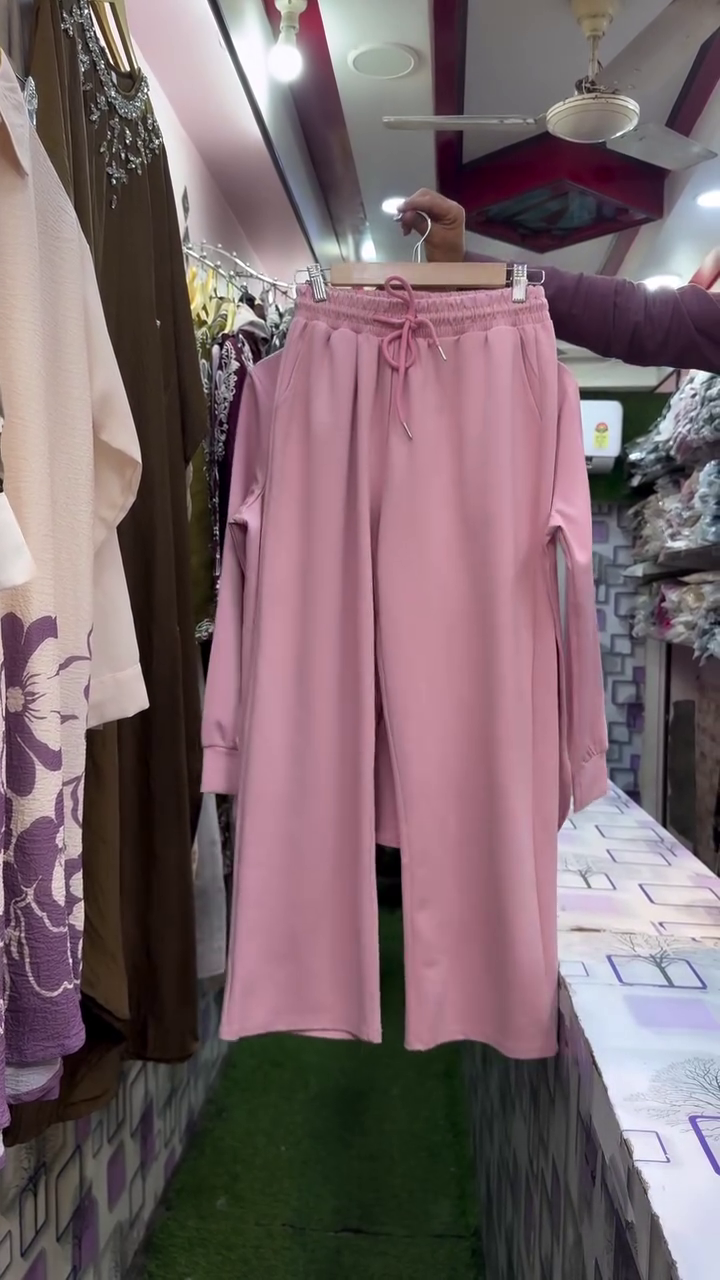 Blush Pink Bow Embellished Long Sleeve Top with Pearl Chain Detailing and Matching Relaxed Knee-Length Shorts Co-Ord Set