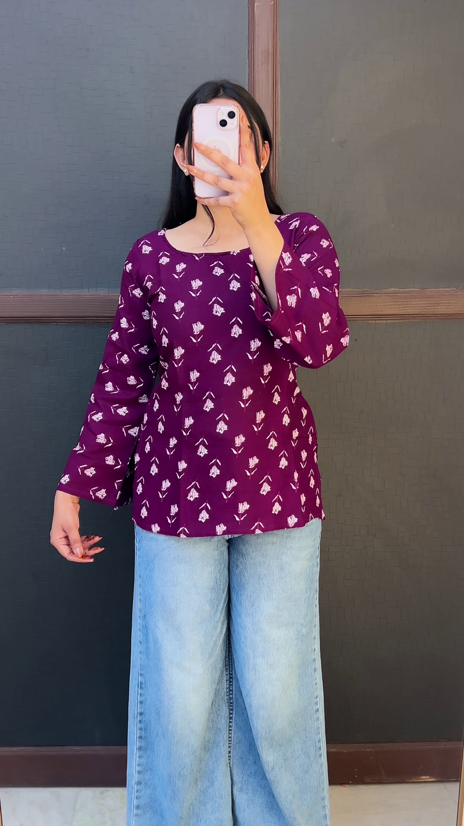 Green Floral Print Long Sleeve Casual Women’s Top