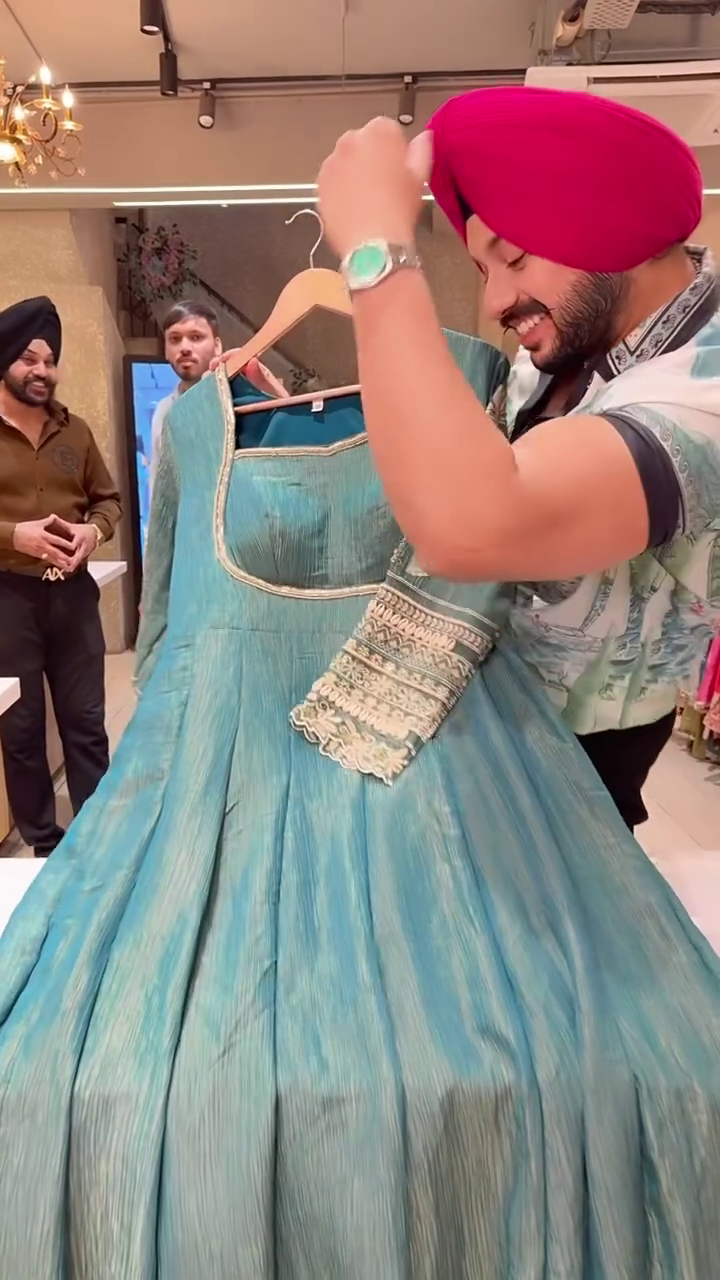 Embroidered Traditional Anarkali Style Ethnic Dress with Decorative Lace Dupatta