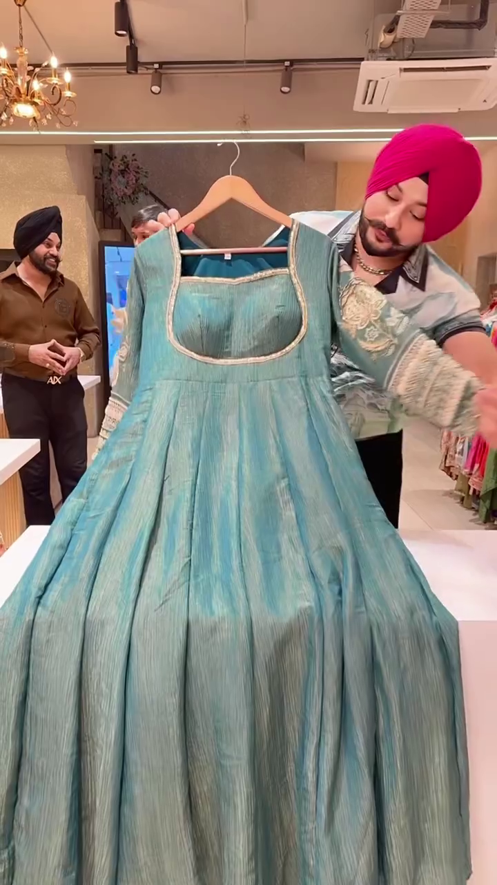 Embroidered Traditional Anarkali Style Ethnic Dress with Decorative Lace Dupatta