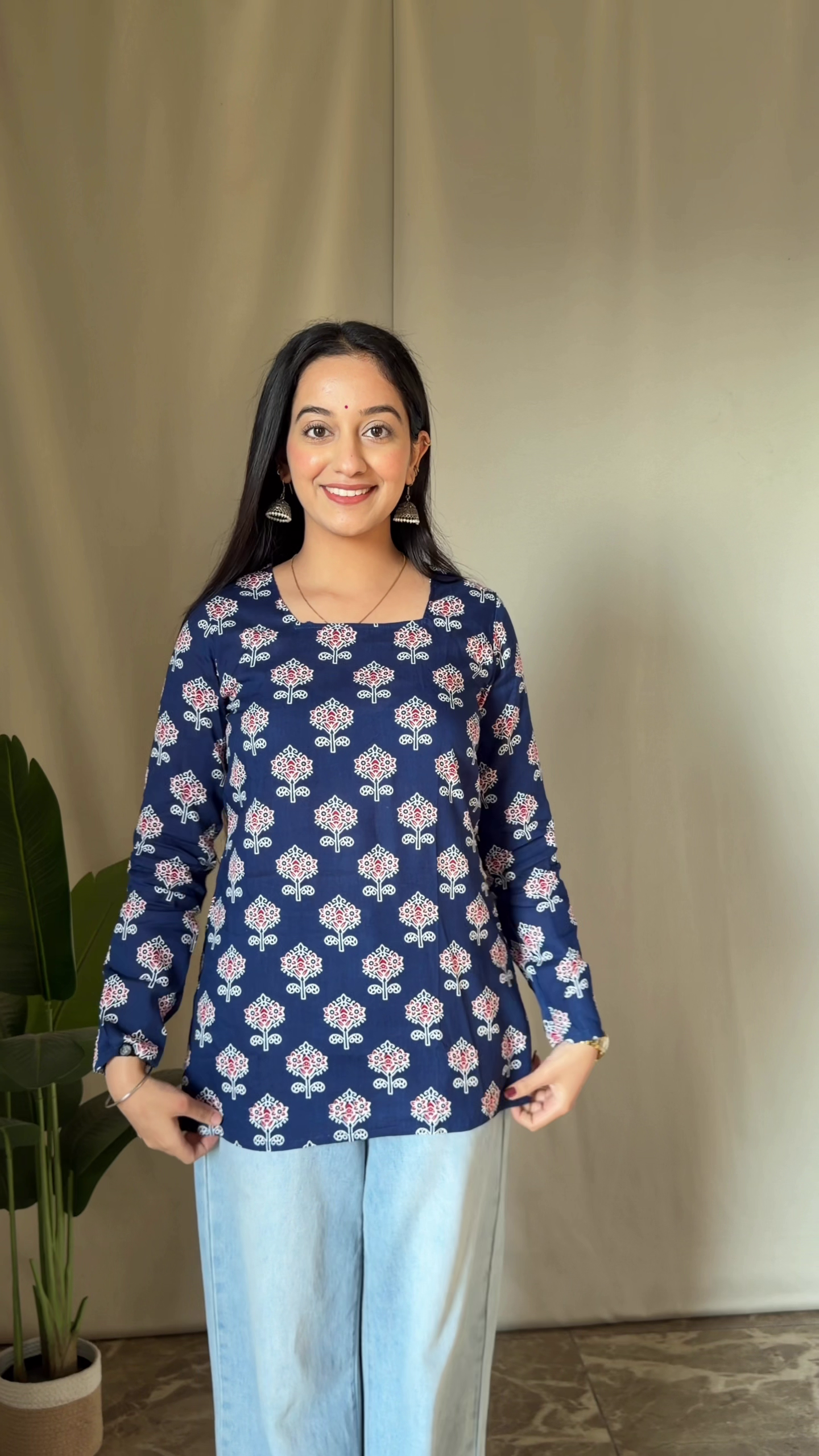 Women's Tunic Top with Bell Sleeve Cuffs