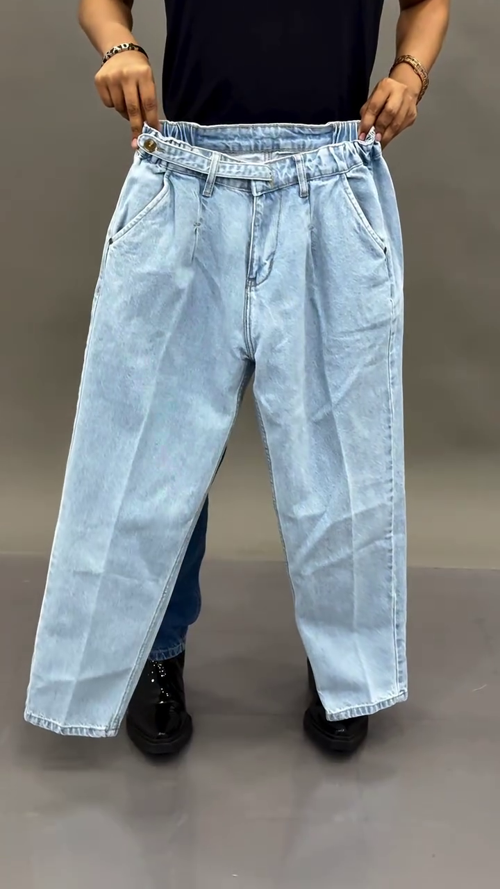Relaxed Fit Vintage Style Denim Pants