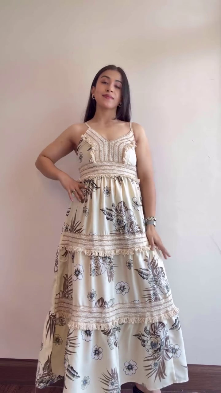 Floral Print Tiered Bohemian Summer Maxi Dress