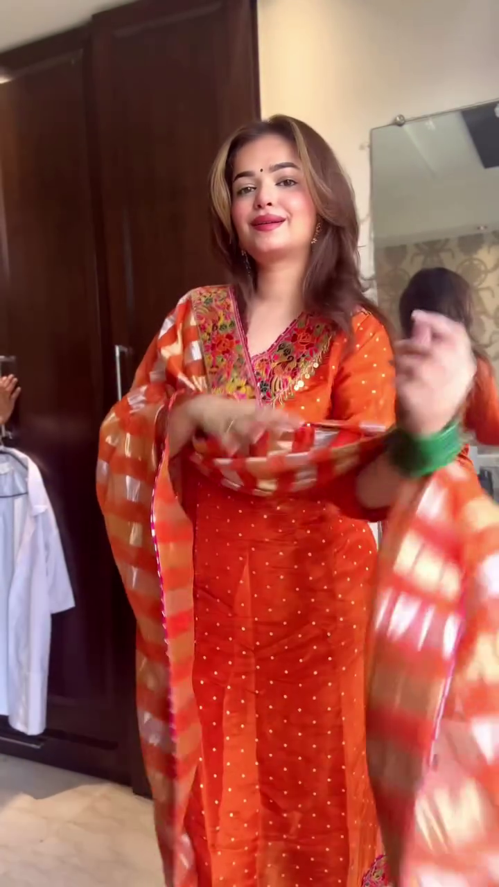 Mirror Work Neckline And Matching Dupatta  Ethnic Suit Set