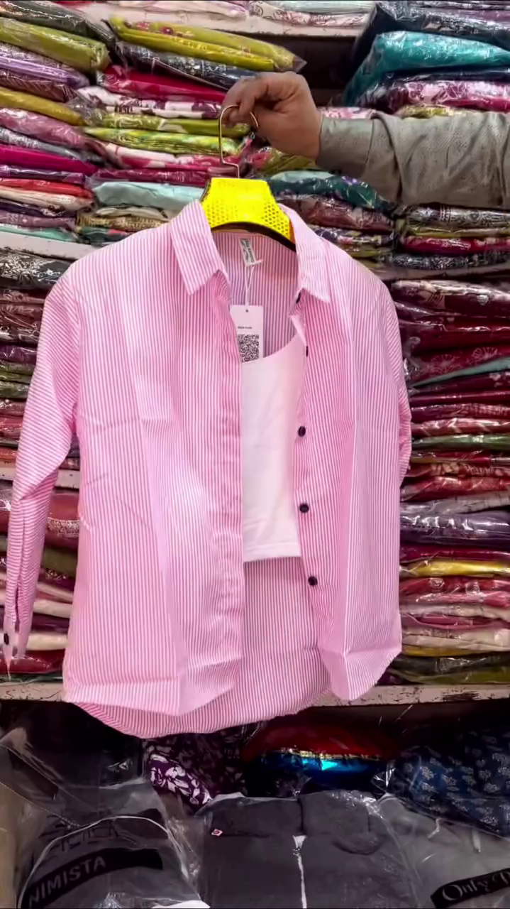 Chic Layered Striped Shirt with Inner Top – Smart Casual Combo 💙🤍✨