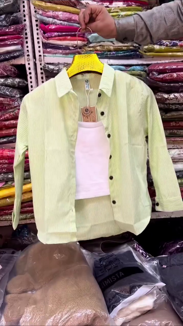 Chic Layered Striped Shirt with Inner Top – Smart Casual Combo 💙🤍✨