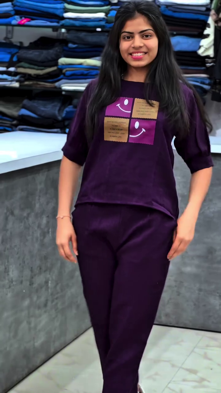 Trendy Purple Smiley Lounge Co-Ord Set 💜😊✨