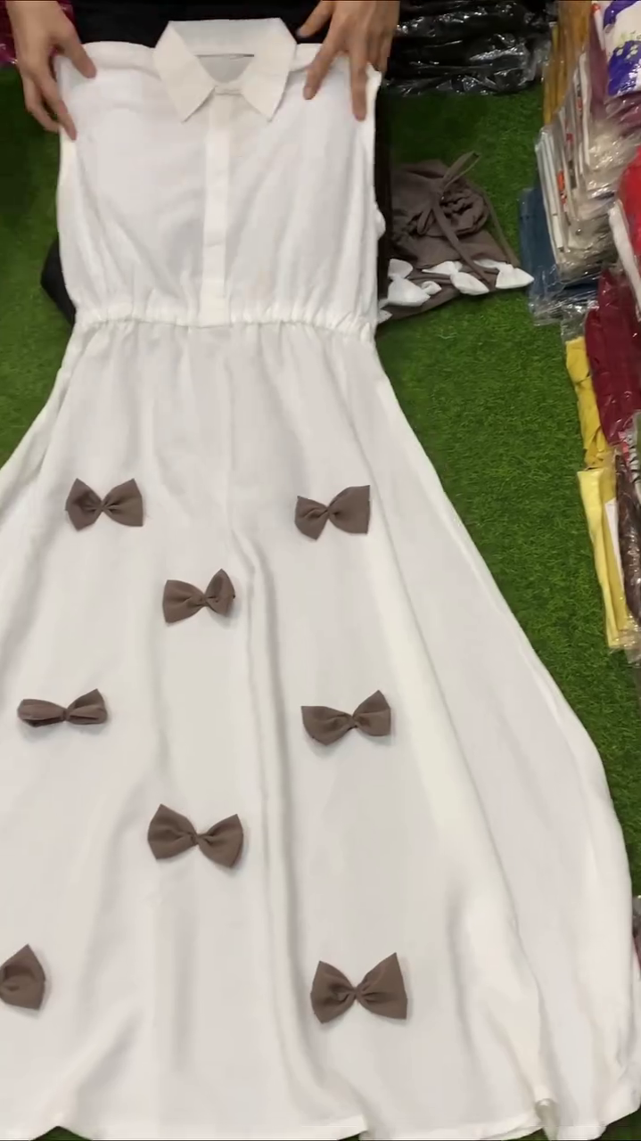 Elegant Mocha Bow Detail Flared Skirt Co-Ord Dress Set 🤎🎀✨