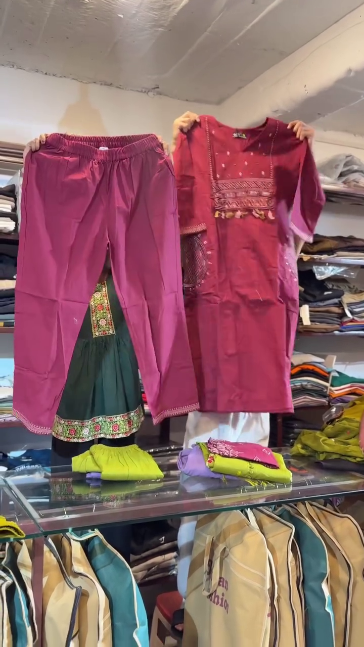 💜 Elegant Embroidered Kurti Pant Set – Traditional Comfort with Modern Style ✨🌸