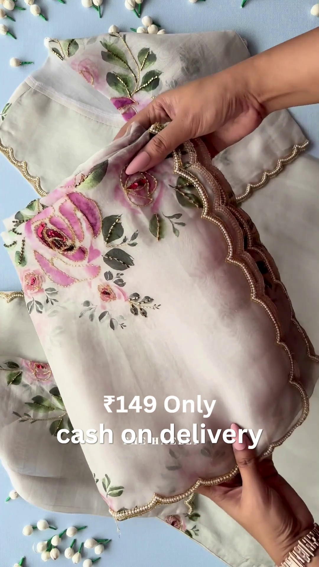 Elegant Pearl White Floral Embroidered Ethnic  Kurti Set 🌸🤍✨