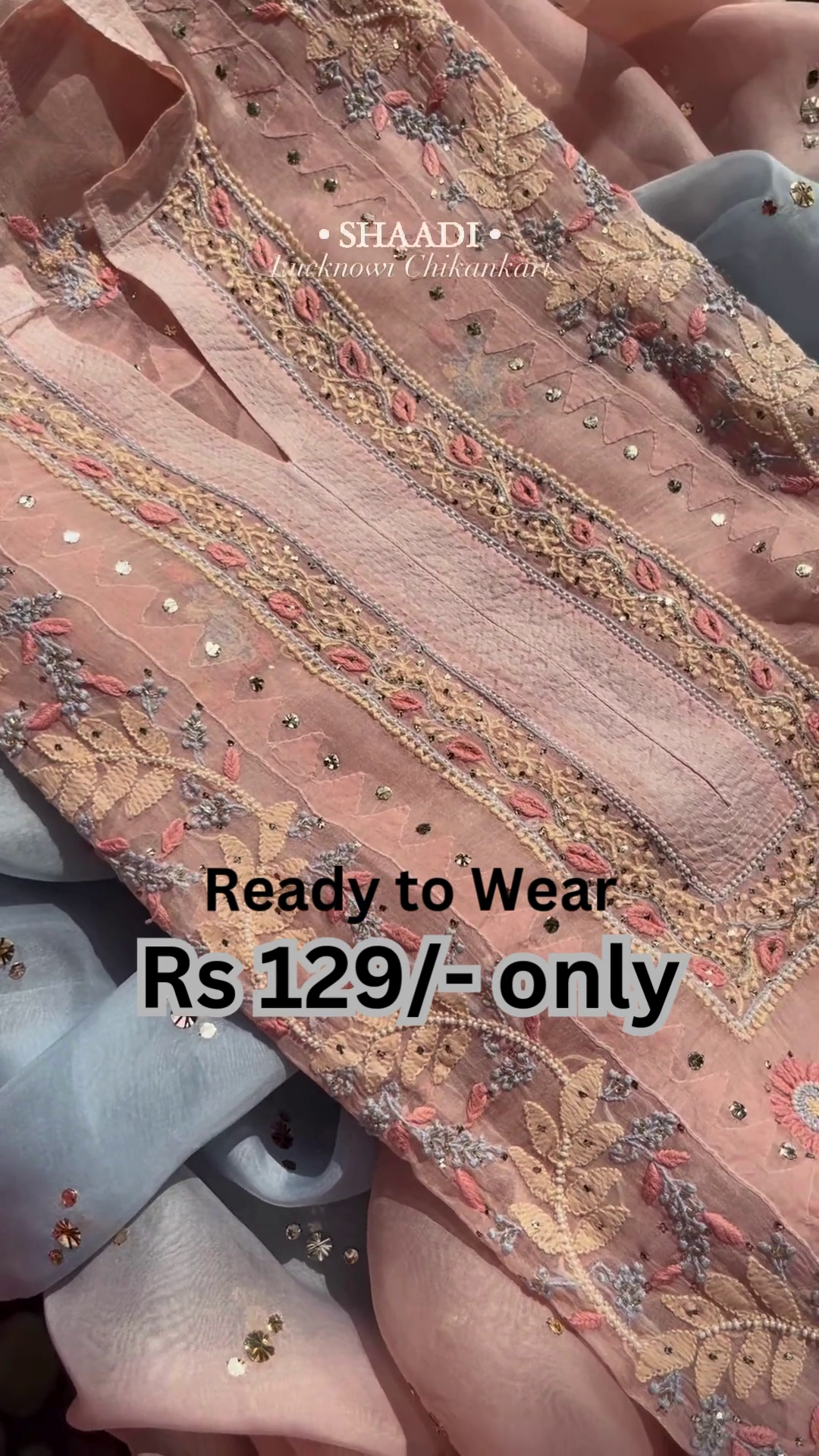 Graceful Blush Pink Chikankari Inspired Embroidered  Kurti 🌸✨💕
