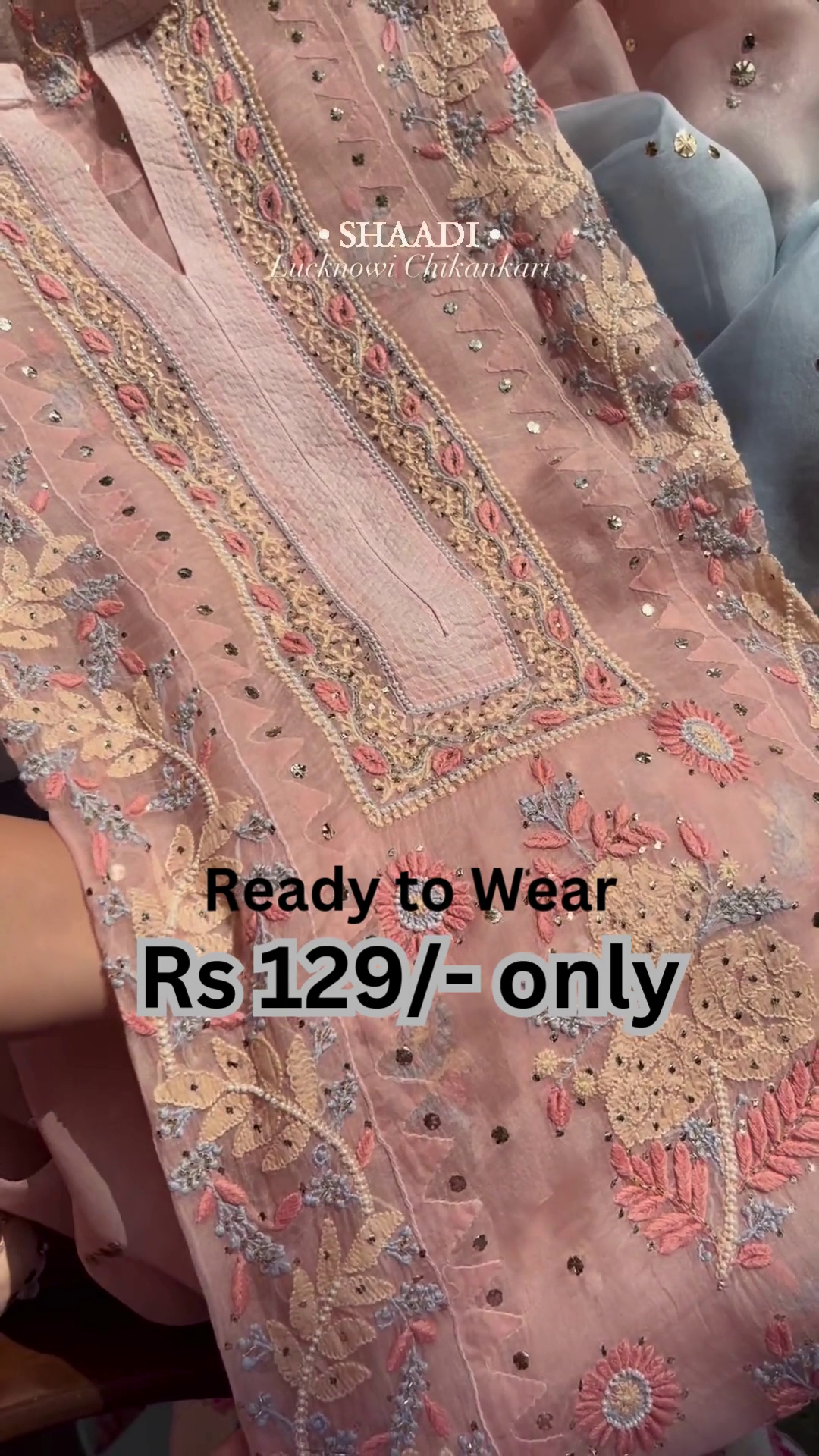 Graceful Blush Pink Chikankari Inspired Embroidered  Kurti 🌸✨💕