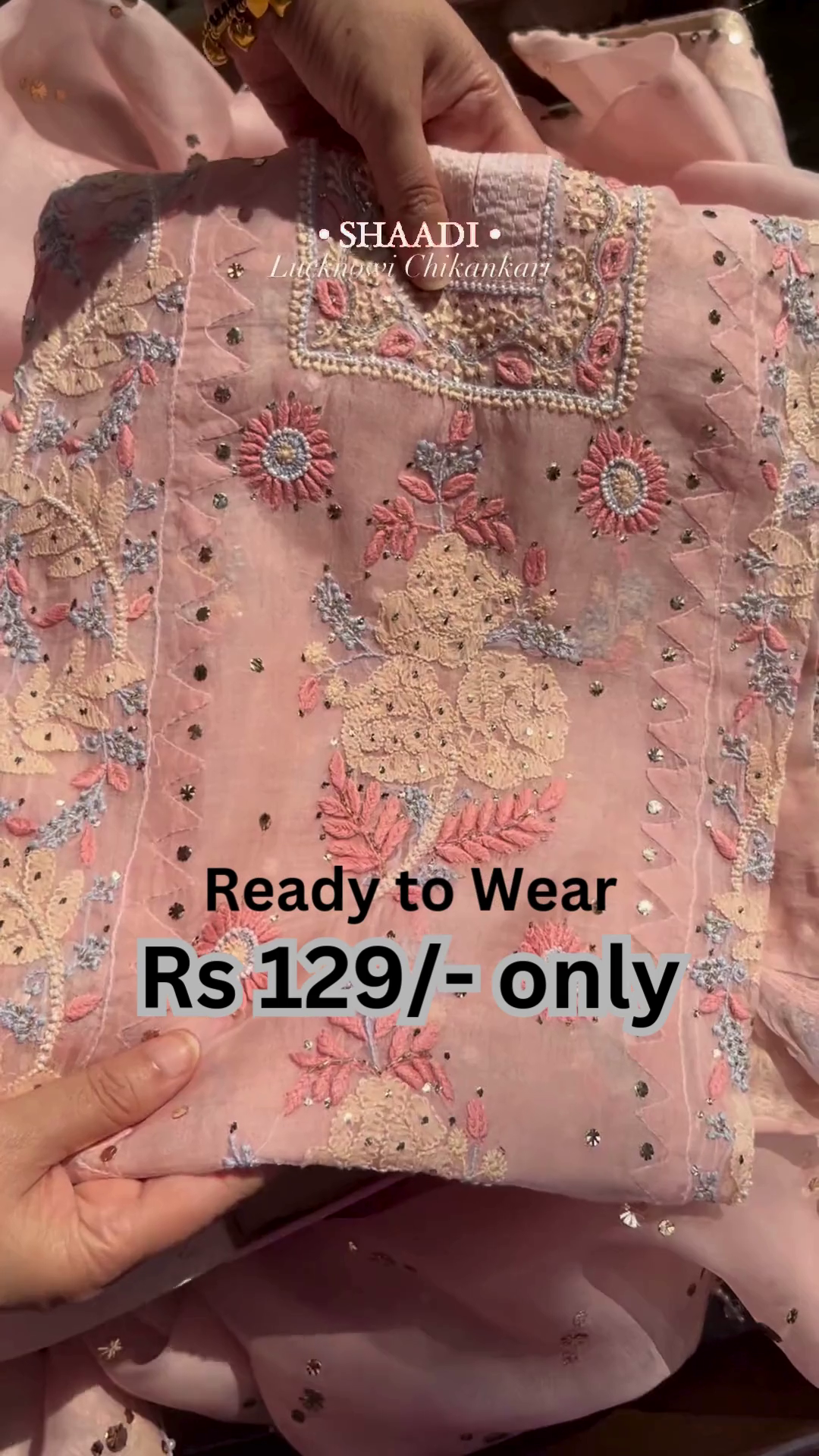 Graceful Blush Pink Chikankari Inspired Embroidered  Kurti 🌸✨💕