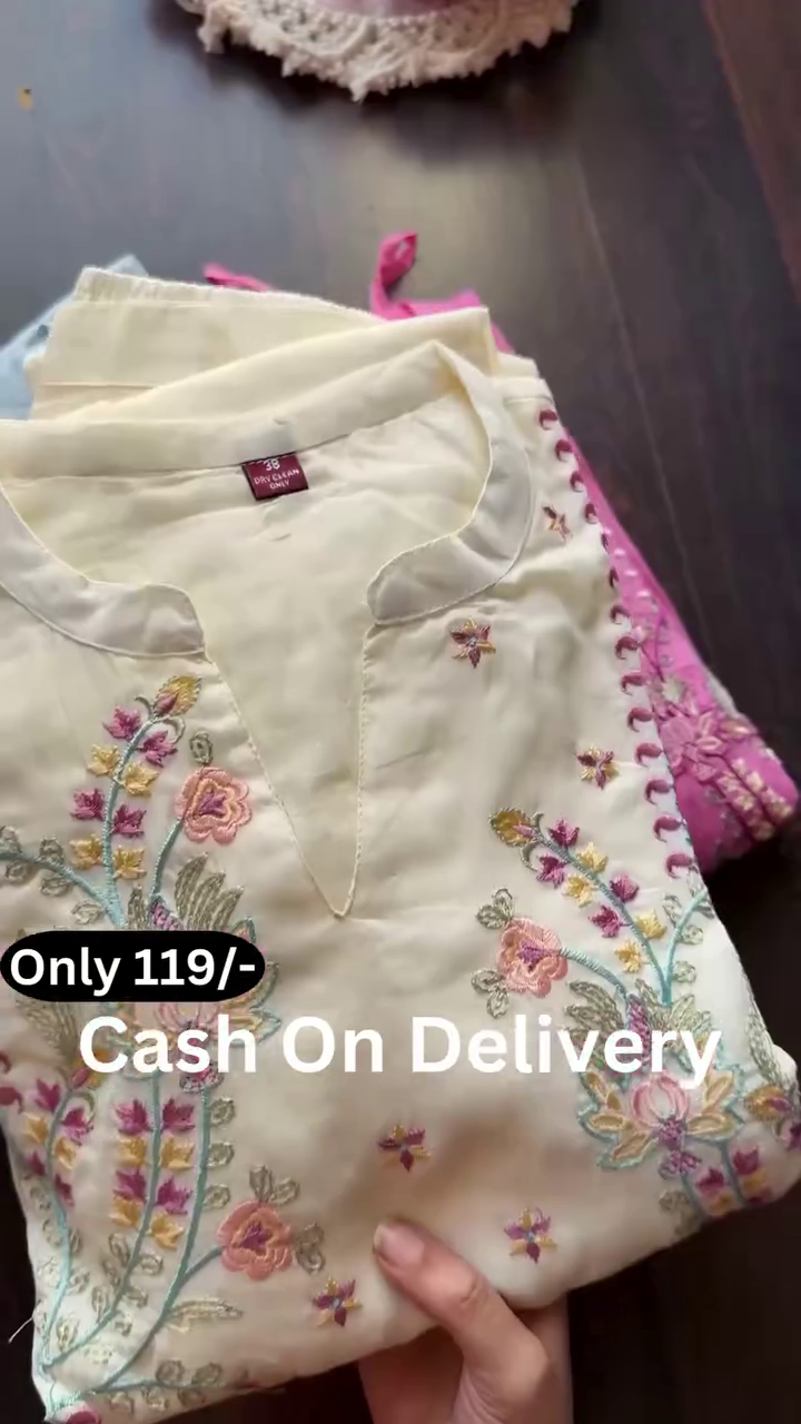 Blush Fairy Embroidered Flared  Kurti  Dress 💖