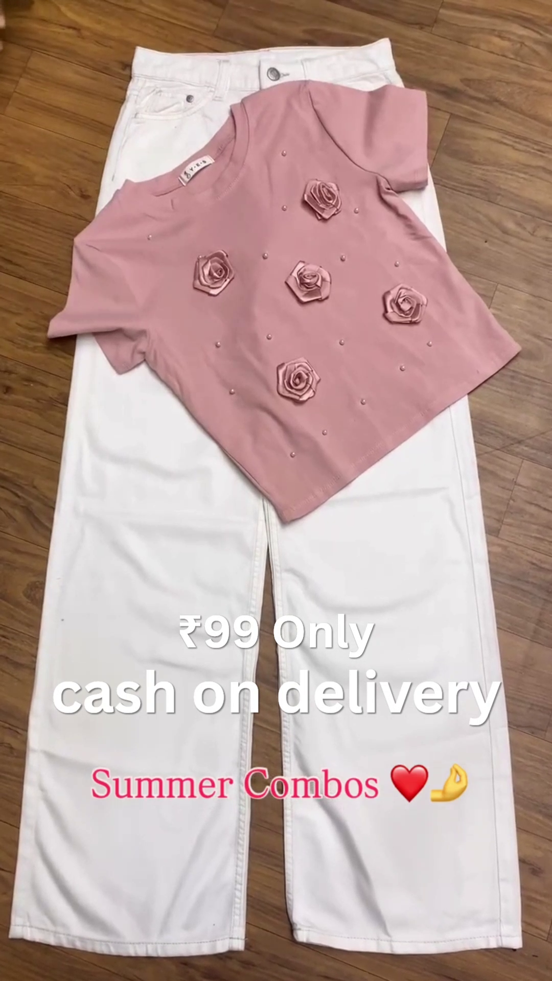 Elegant Floral Embroidered Hot Pink Casual Shirt with Premium Light Wash Straight Fit Denim Jeans Combo for Women 🌺💖👖