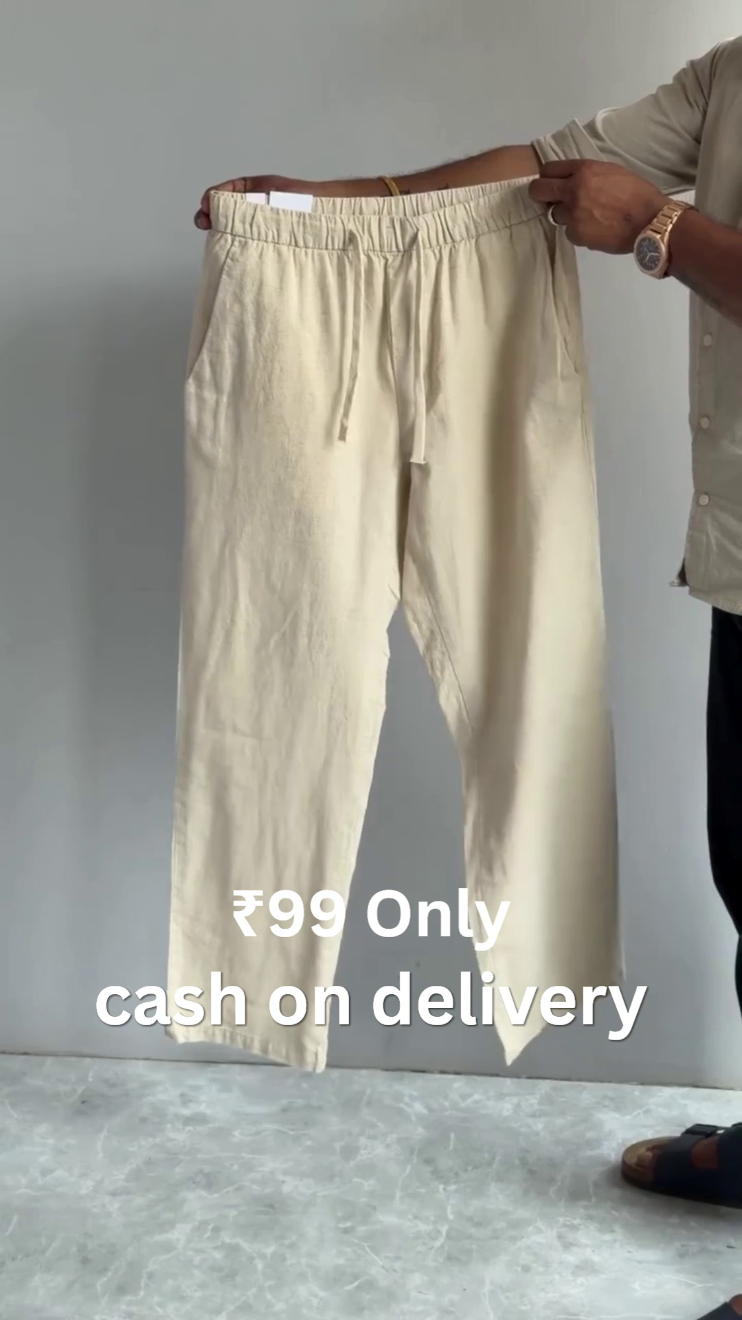 Premium Minimalist Beige Relaxed Fit Cotton Linen Lounge  Pants for Men & Women 🤍✨👖