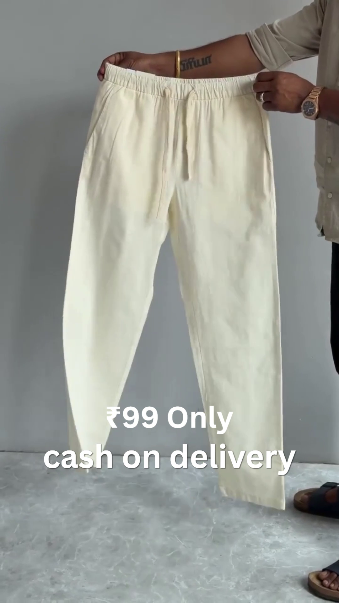 Premium Minimalist Beige Relaxed Fit Cotton Linen Lounge  Pants for Men & Women 🤍✨👖