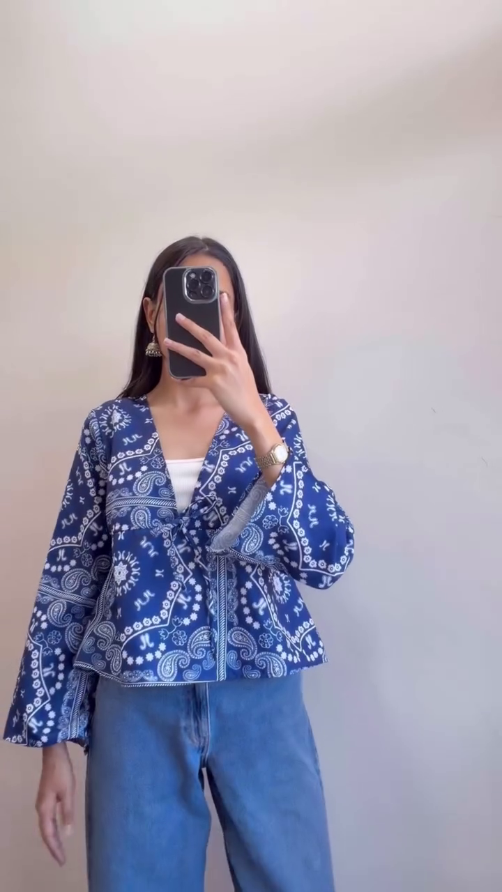 💙 Boho Chic Printed Wrap Top ✨🌿