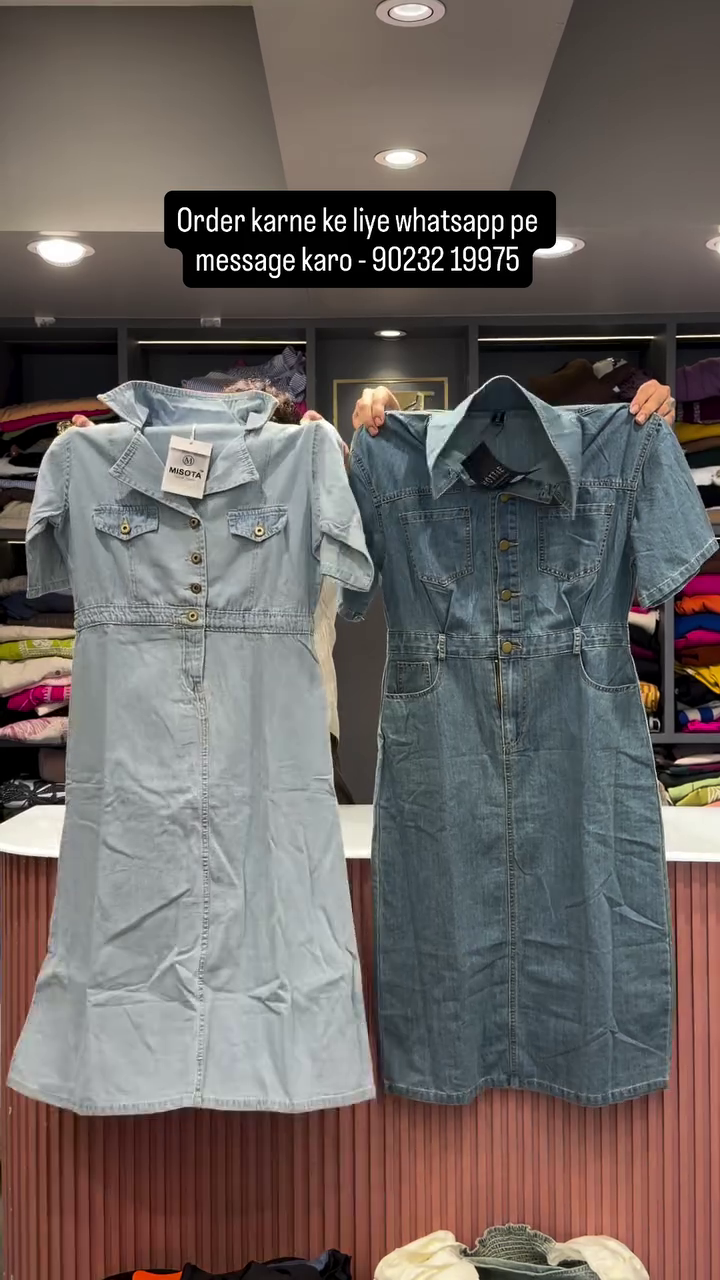 💙 Trendy Denim Fusion Midi Dress ✨👗