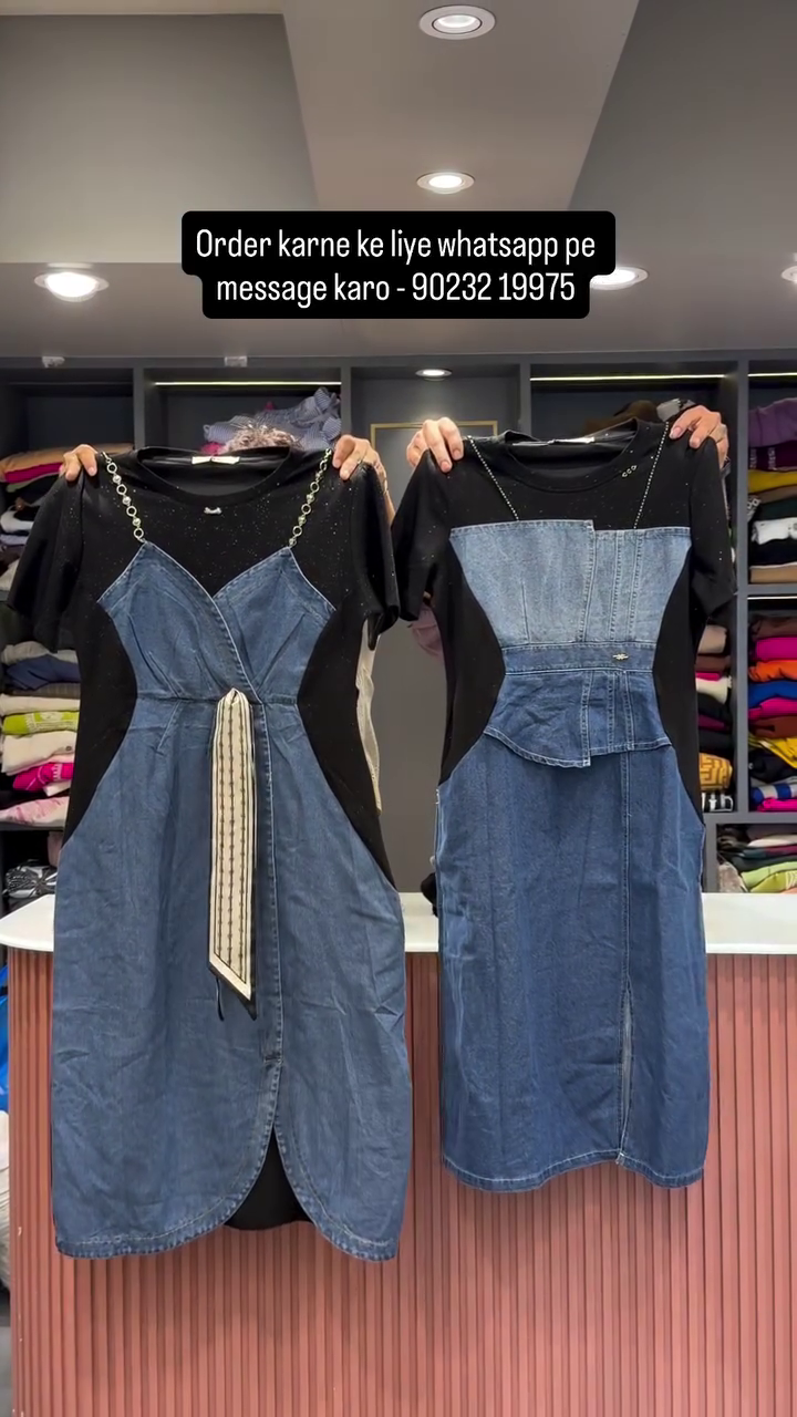 💙 Trendy Denim Fusion Midi Dress ✨👗
