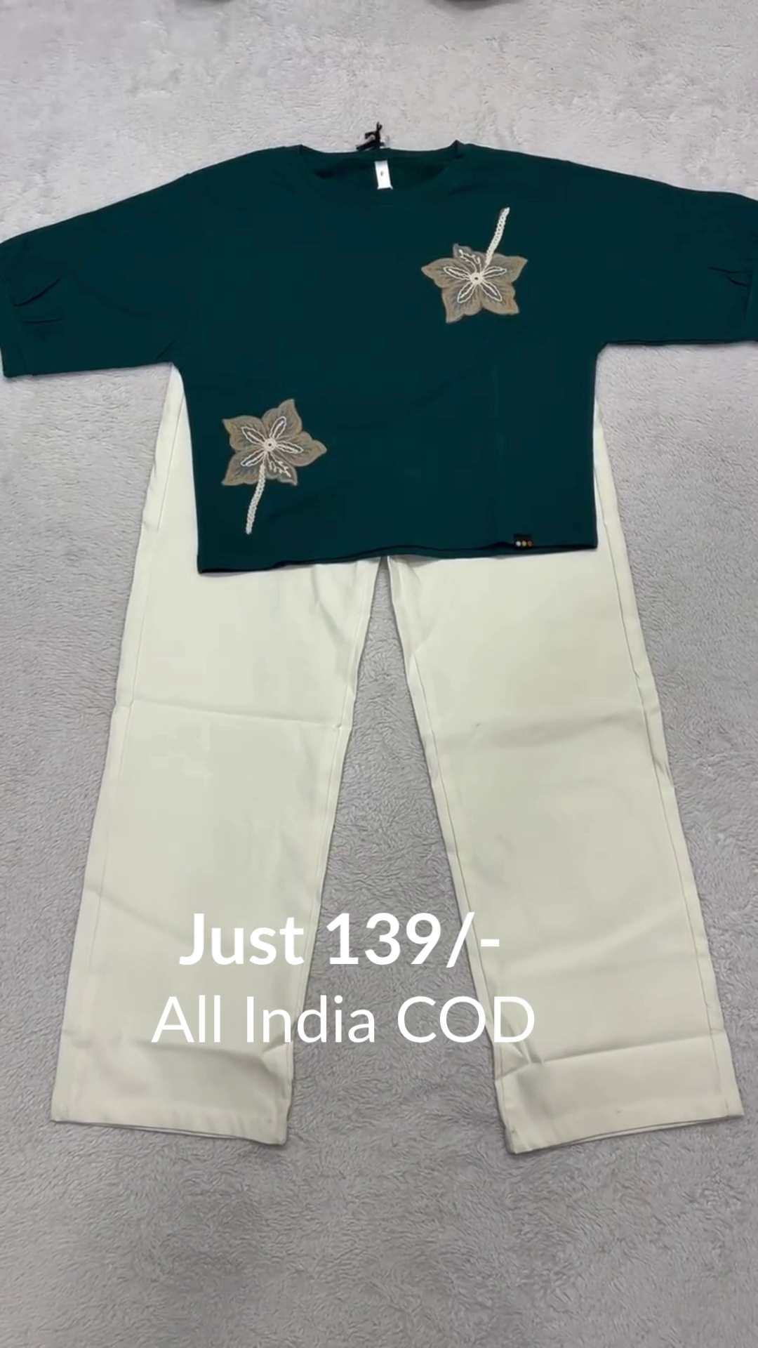 ✨ Flora Charm Co-Ord Casual Set – Elegant Embroidered Top & Straight Pants | Multiple Colors, Designs & Sizes XXS to XXL 💖👖