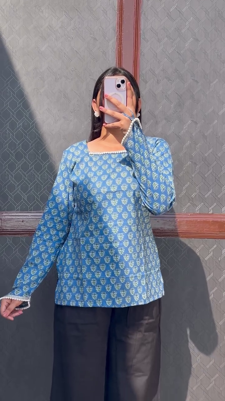 💙 Azure Bloom Casual Co-Ord Set – Elegant Printed Top & Relaxed Fit Pants | Multiple Colors, Designs & Sizes XXS to XXL ✨🌸