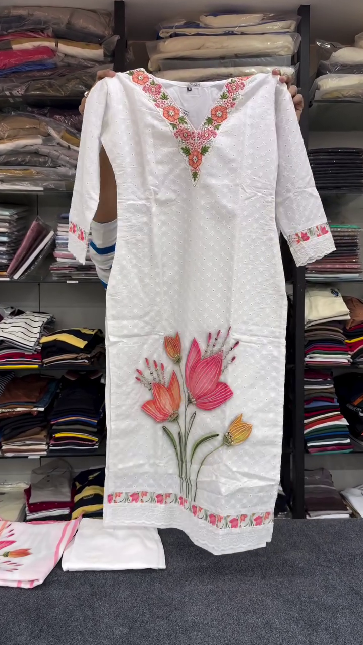 🌸 Blossom Pearl Embroidered Kurti Set – Premium Elegant Ethnic Wear | Multiple Colors, Designs & Sizes XXS to XXL ✨💖