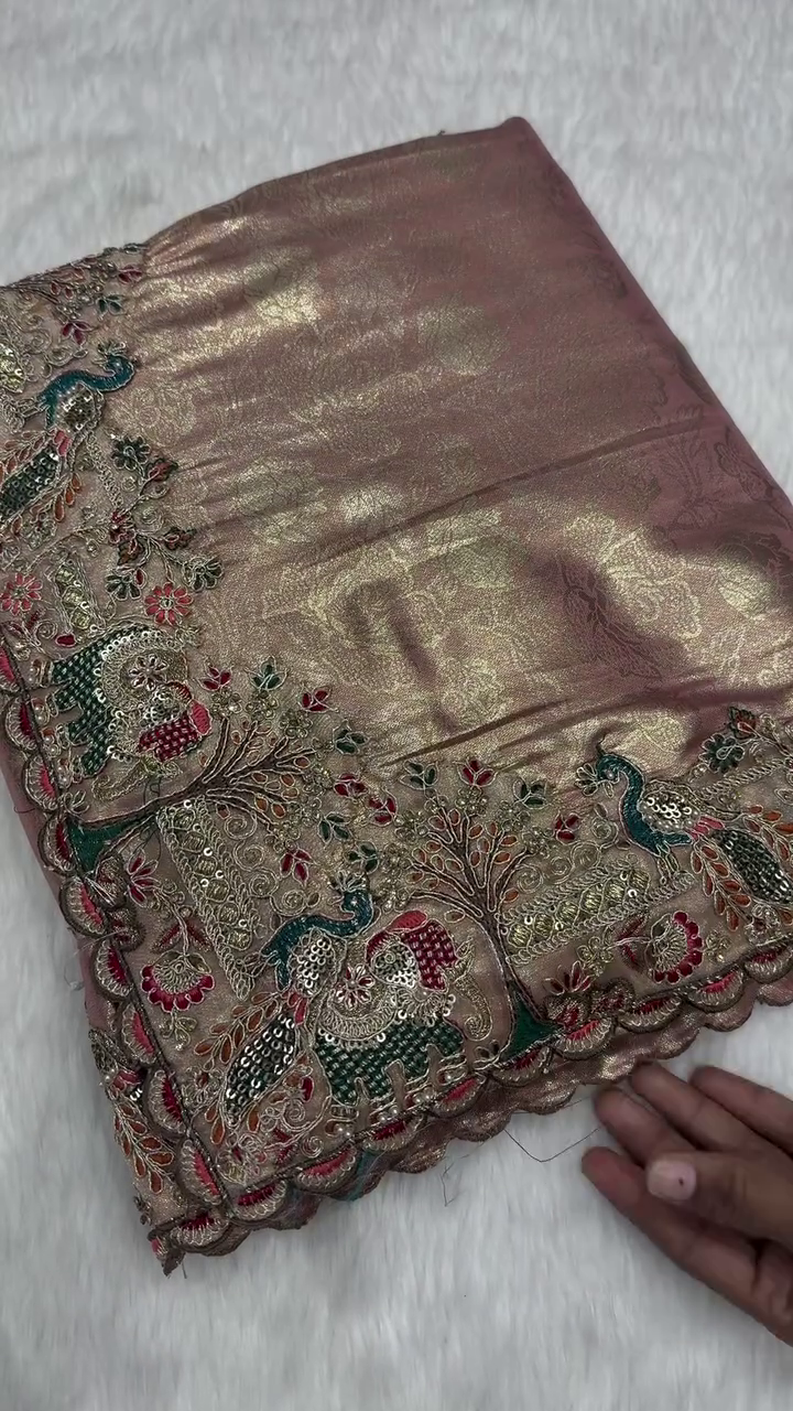 ✨ Royal Zari Peacock Embroidered Luxury Saree – Premium Festive & Wedding Collection | Multiple Colors, Designs & Sizes XXS to XXL 💖🦚