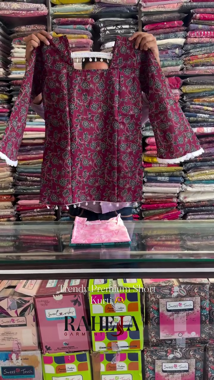 ✨ Royal Bloom Premium Short Kurti – Elegant Printed Casual Wear | Multiple Colors, Designs & Sizes XXS to XXL 💖🌸
