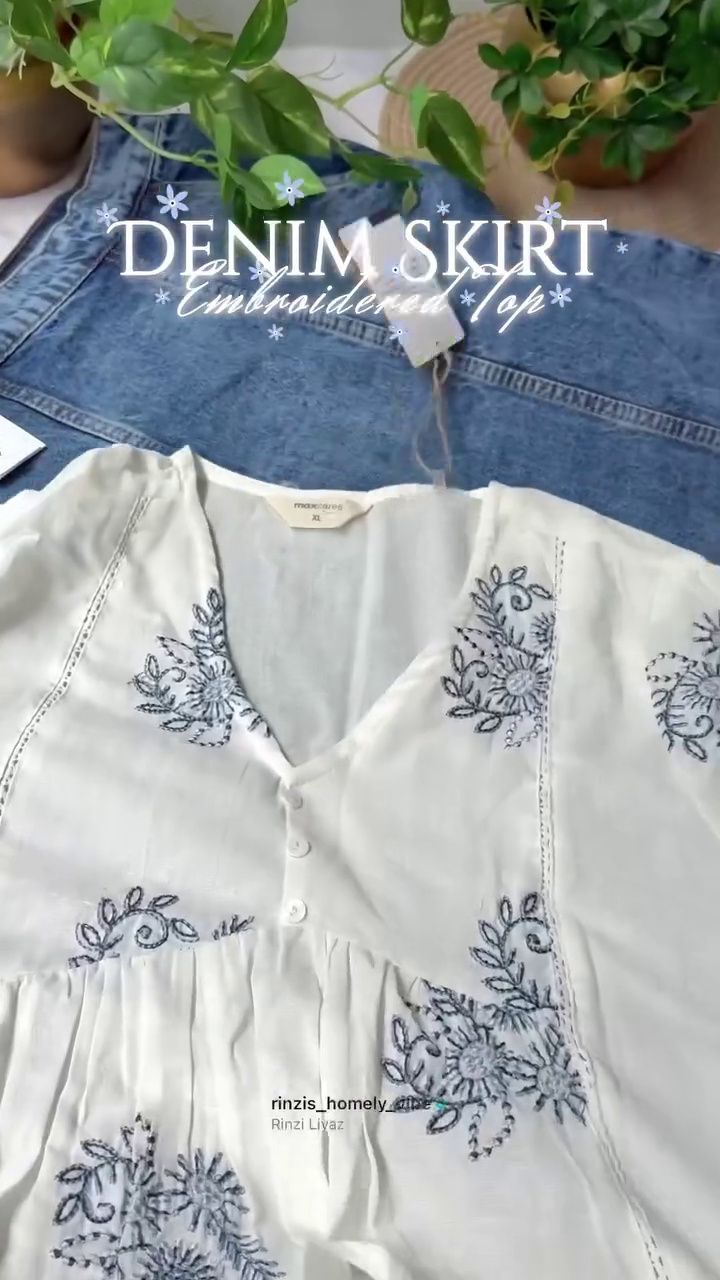 ✨ Snow Bloom Embroidered Denim Co-Ord Set – Premium Shirt & Denim Fashion Combo | Multiple Colors, Designs & Sizes XXS to XXL 🤍👖🌸