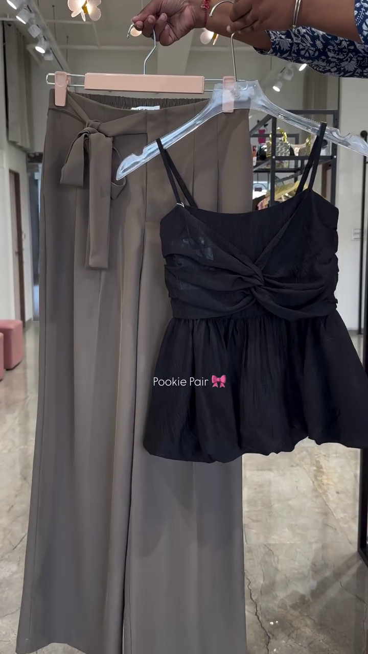 💗 Blush Pink Peplum Top + White Wide Leg Pants Combo – Soft Girl Aesthetic Co-Ord Set | Chic Casual Outfit ✨🤍