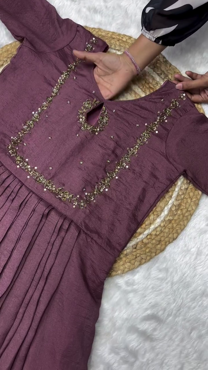 💜 Royal Purple Pleated Designer Anarkali Suit Set with Embroidered Dupatta – Festive Ethnic Grace Collection ✨👑