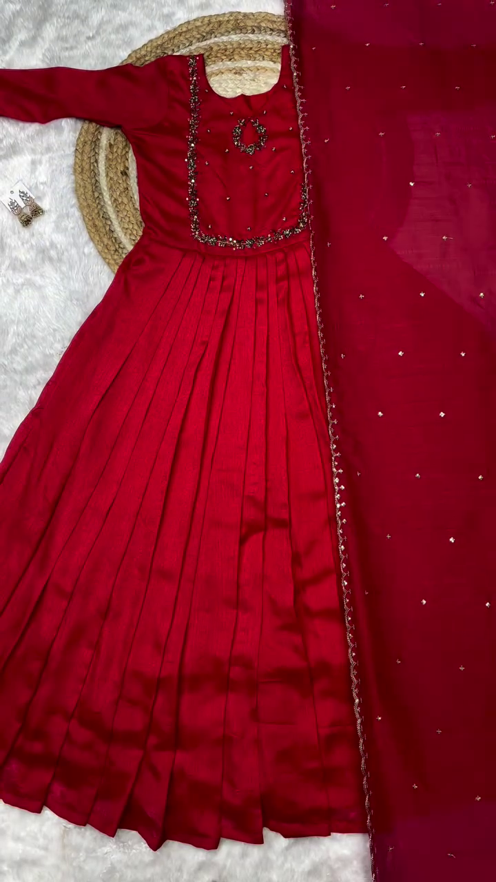 💜 Royal Purple Pleated Designer Anarkali Suit Set with Embroidered Dupatta – Festive Ethnic Grace Collection ✨👑