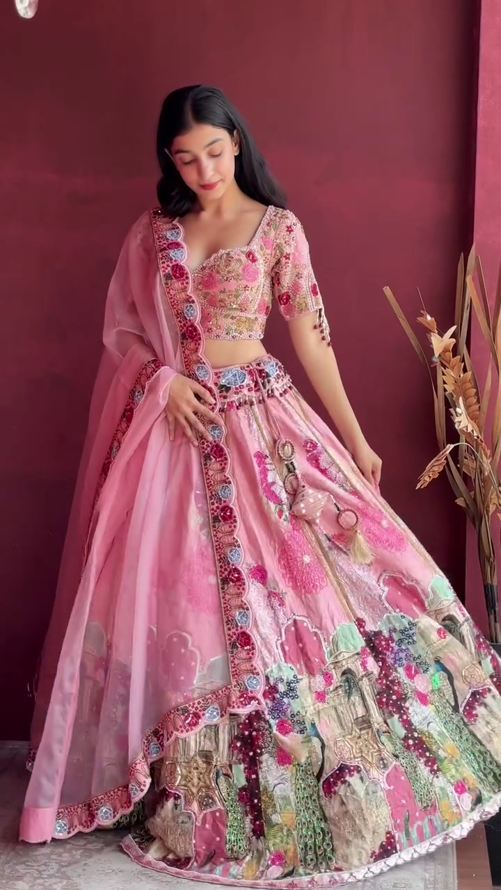 🌸 Blush Pink Designer Lehenga Choli with Dupatta – Premium Celebration Wear Collection 👑✨