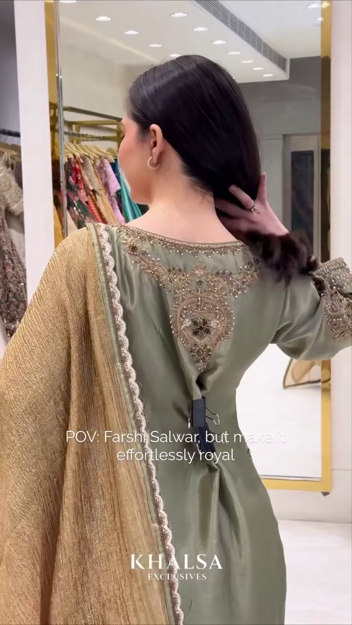 👑🌿 Royal Sage Green Embroidered Farshi Salwar Suit Set with Luxury Dupatta – Premium Traditional Festive Celebration Ethnic Wear Collection ✨💚