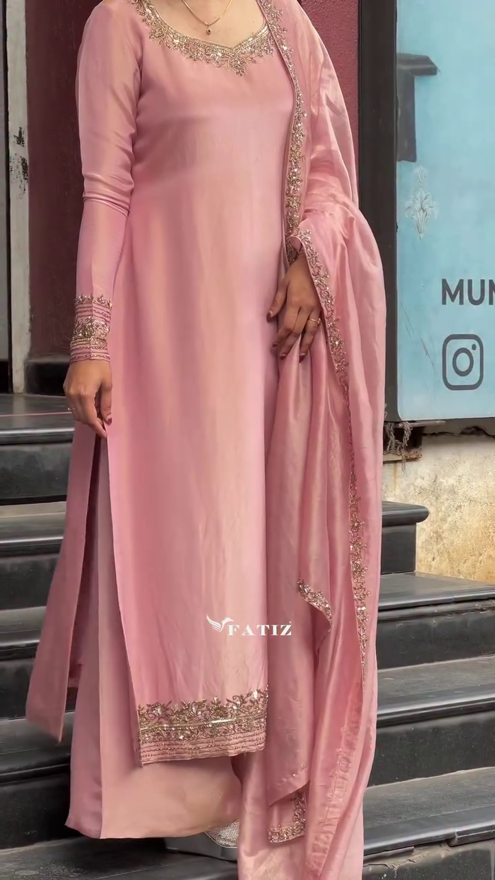 🌸✨ Blush Rose Pink Elegant Straight Cut Ethnic Suit Set with Embroidered Dupatta – Premium Festive Traditional Designer Celebration Wear Collection 💕👑