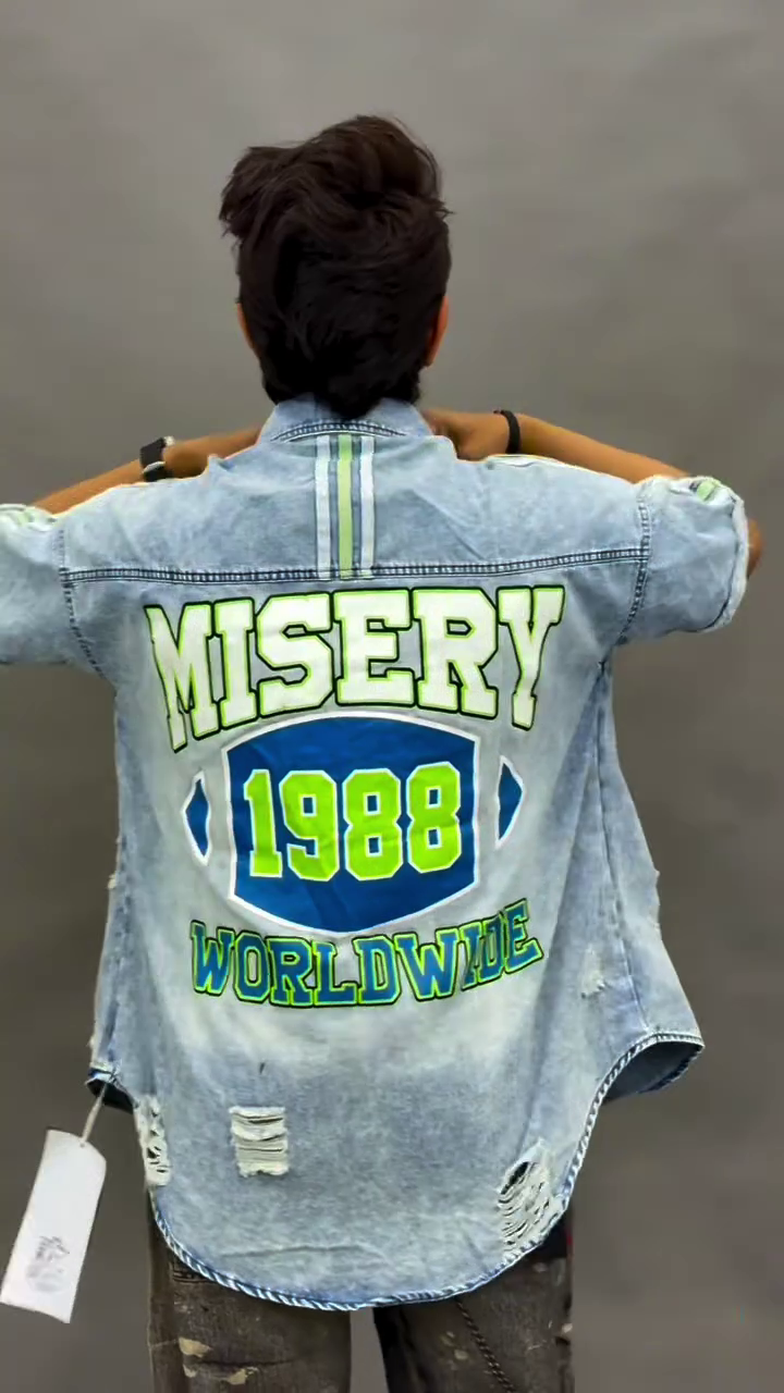 ⚡ Urban Edge Distressed Denim Shirt – Premium Streetwear Collection 🔥👕