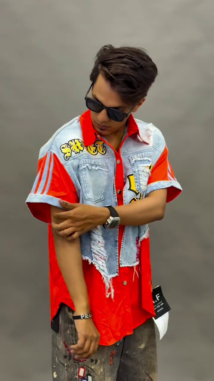 ⚡ Urban Edge Distressed Denim Shirt – Premium Streetwear Collection 🔥👕