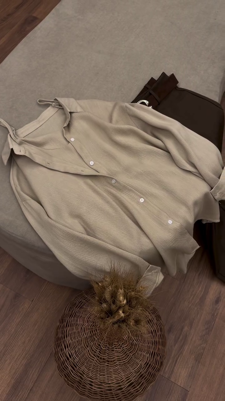 🤎 3. Minimalist Korean Style Oversized Neutral Button-Up Shirt for Women ✨☁️