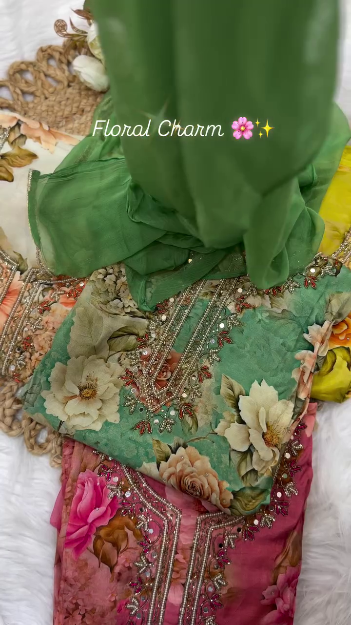 🌸 Royal Floral Embroidered Luxury Ethnic Suit Set for Women ✨💖🌷