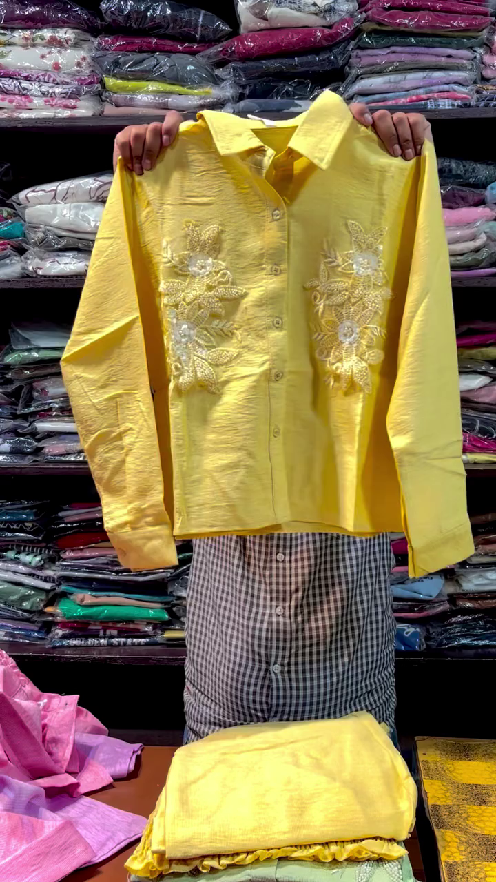 💖🌸 Women's Premium Floral Embroidered Button-Down Shirt | Elegant Casual & Semi-Formal Full Sleeve Top