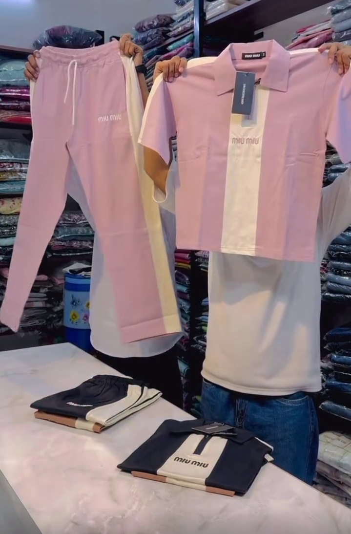 Premium Pastel Pink Contrast Panel Casual Co-Ord Lounge Set 🌸✨