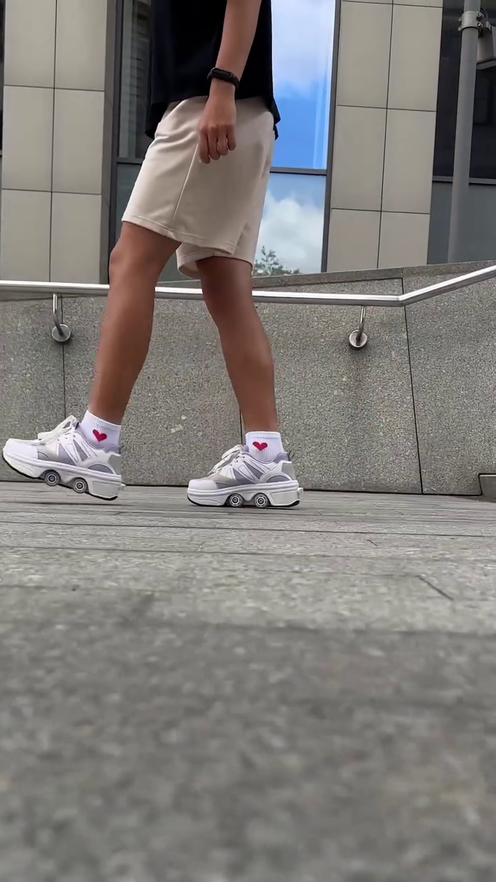 🛼✨ Premium White Convertible Roller Sneakers for Kids & Teens ✨🛼