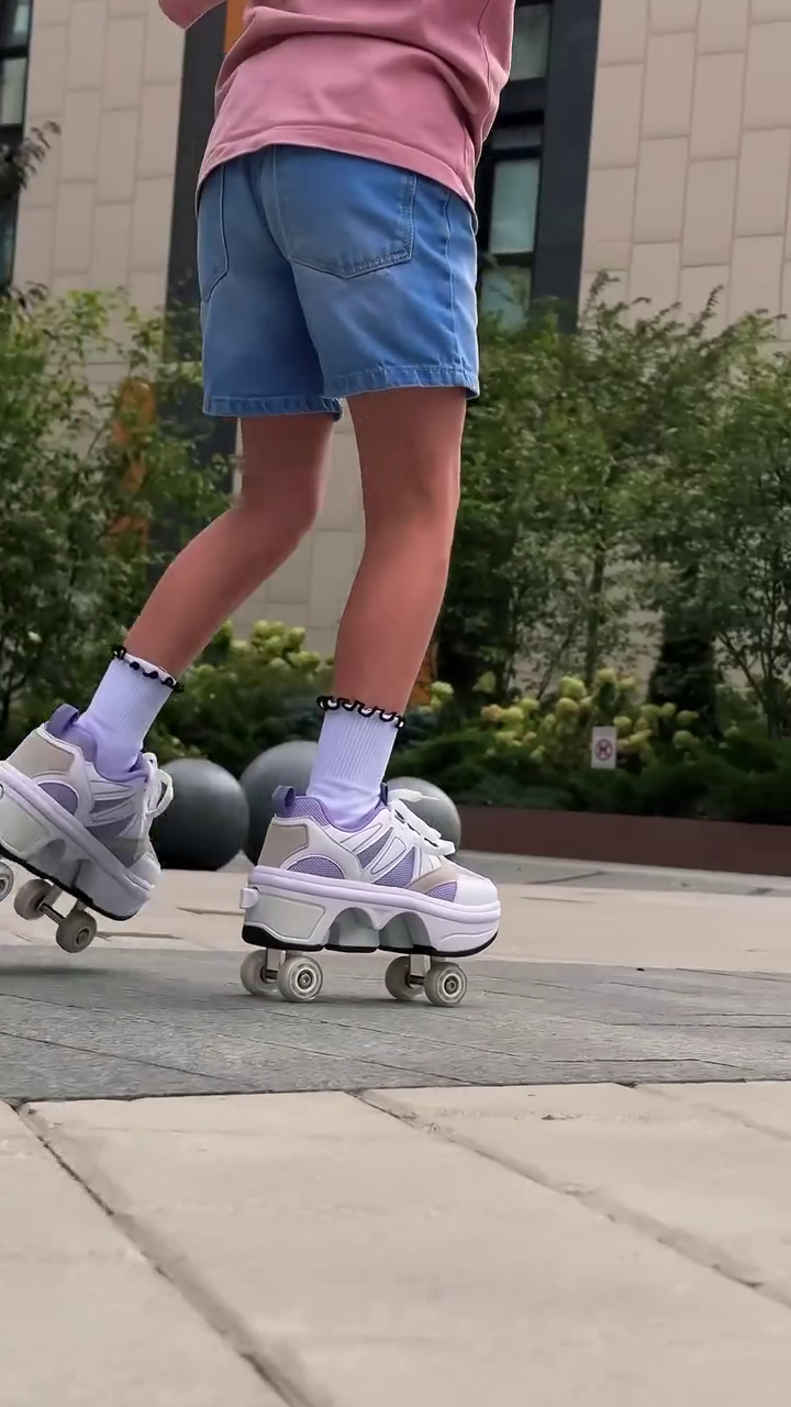 🛼✨ Premium White Convertible Roller Sneakers for Kids & Teens ✨🛼