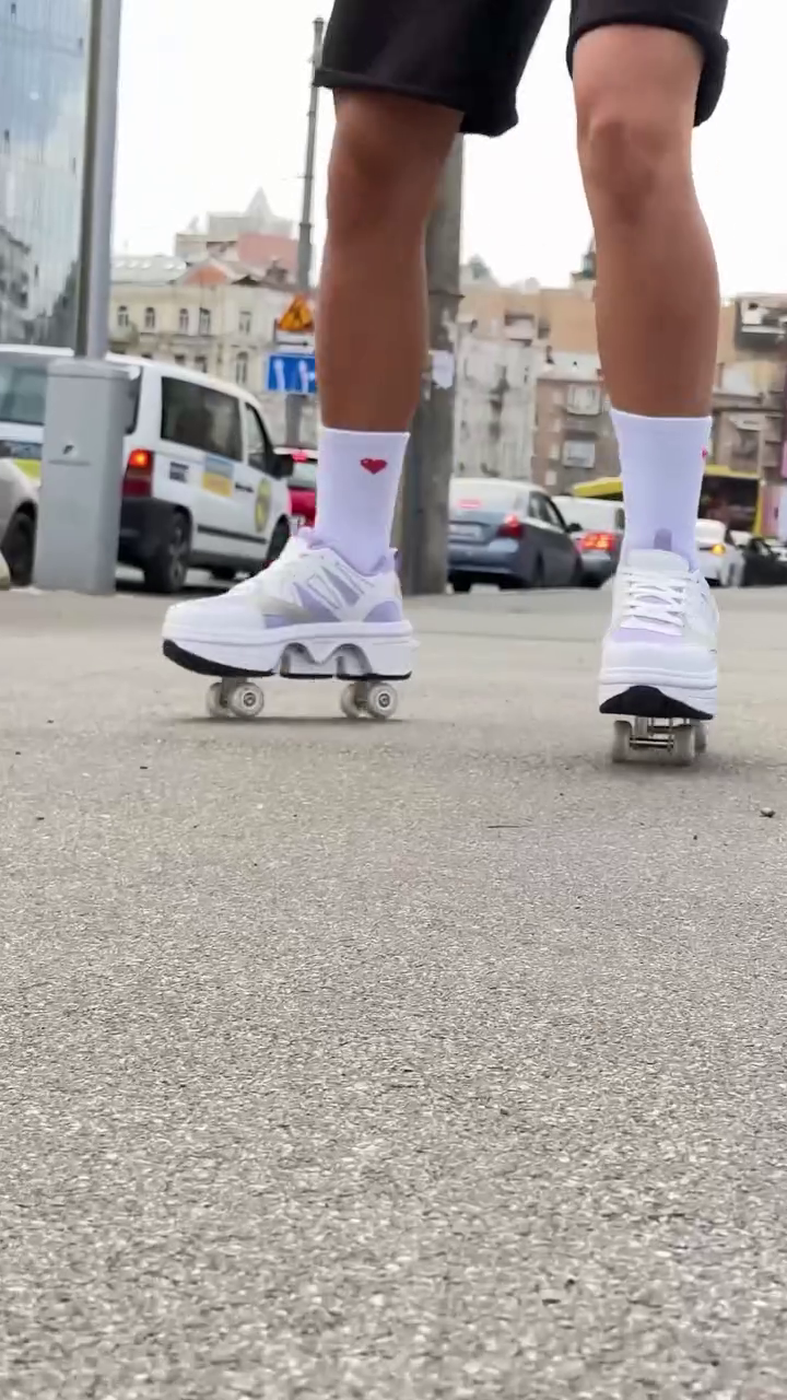 🛼✨ Premium White Convertible Roller Sneakers for Kids & Teens ✨🛼