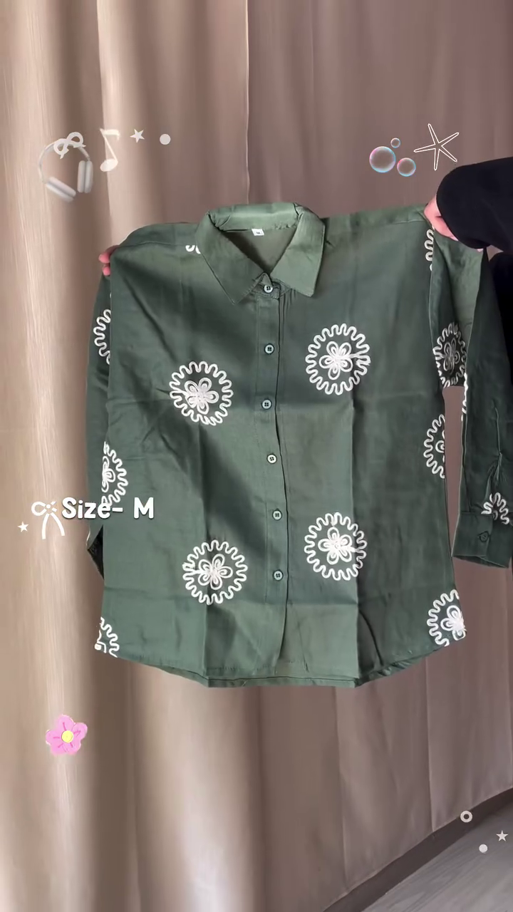 💚🌼 Premium Floral Print Full Sleeve Casual Button Down Shirt for Women 🌼💚