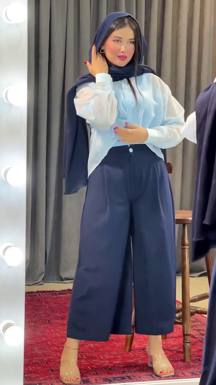 Elegant Modest Wide-Leg Co-Ord Shirt & Trouser Set for Women – Premium Everyday Chic Outfit ✨💙