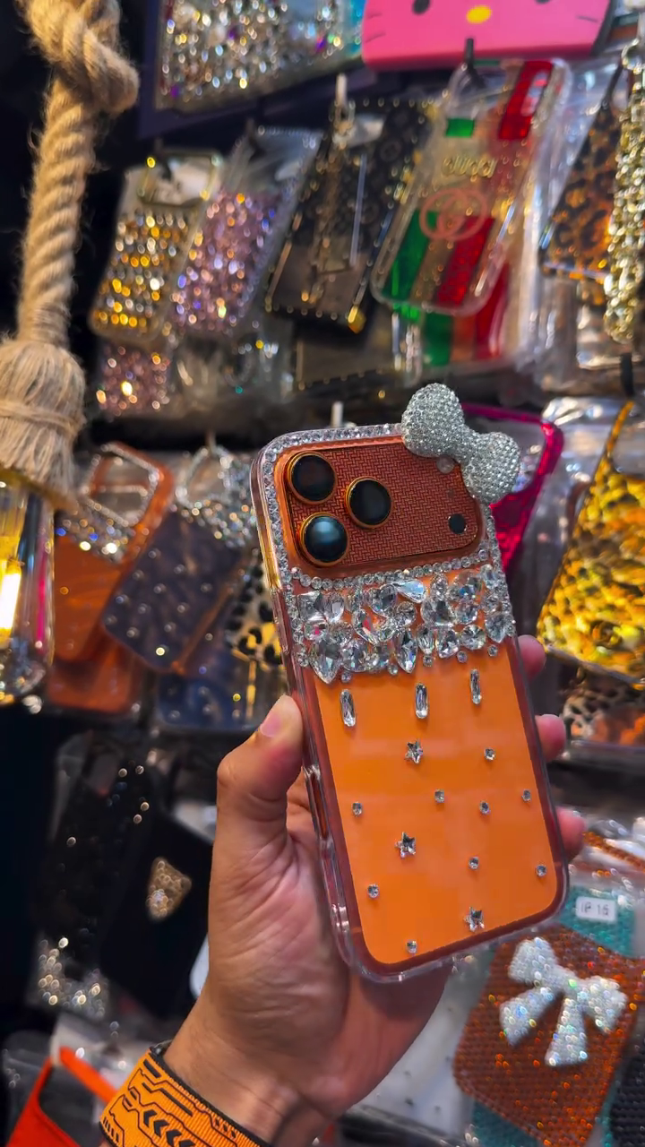 📱  Luxury Crystal Bow Rhinestone Phone Cover with Sparkling Diamond Detailing & Premium Protection ✨🧡💎